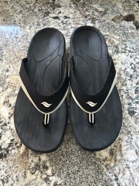 Black Women's Comfort Flip Flop Sandals - Reef Style
